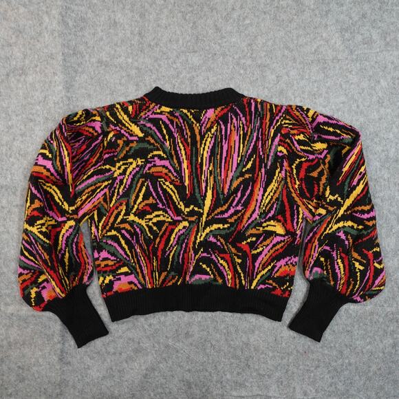 NWT Farm Rio Sweater Womens Small Shiny Zebra Sweater Balloon Sleeve Multicolor - Picture 10 of 14